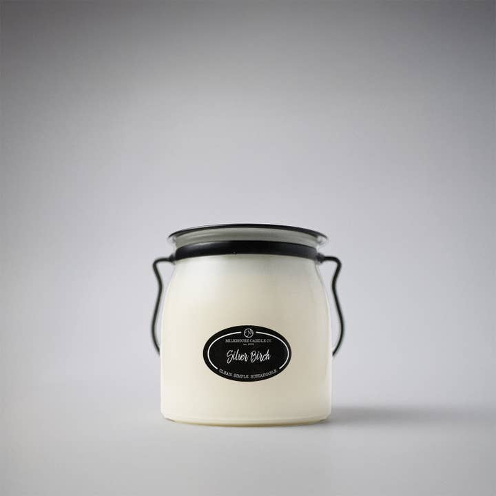 Milkhouse Candle Company - Wholesale Jar/Filled Candle - 16 oz Butter Jar Candle: Silver Birch2