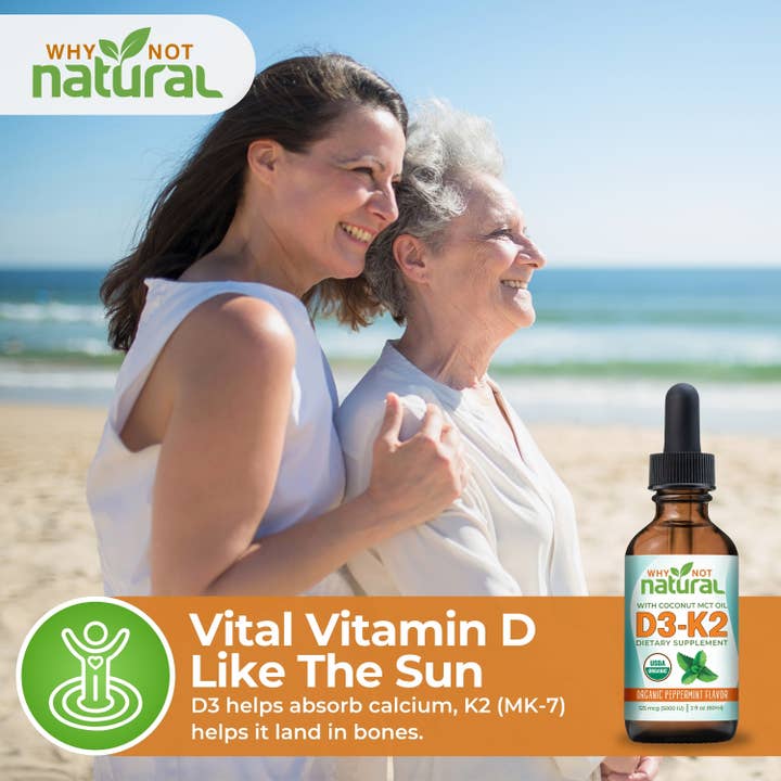 WhyNotNatural - Wholesale Oral Supplement/Vitamin - Organic Vitamin D3 Liquid Drops with K2 (MK-7)2