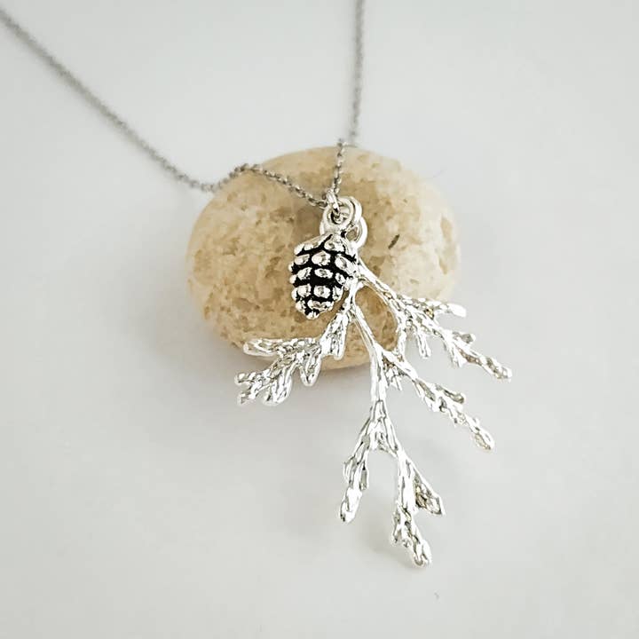 Evergreen Nature Necklace, Available In Silver or Rose Gold for wholesale by Piccadilly Pendants