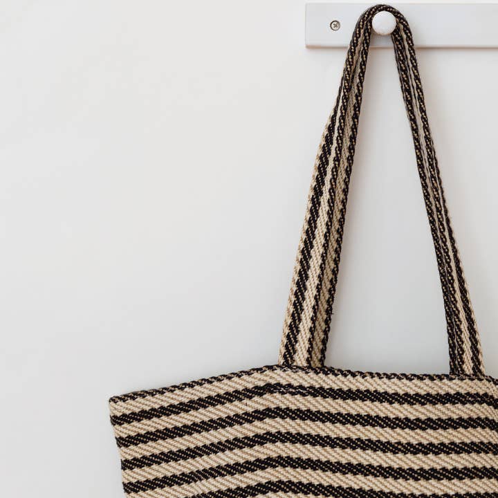 Will & Atlas - Vendita all'ingrosso Borsa tote - Donna - Borsa a tracolla in juta/Paris a righe nere3