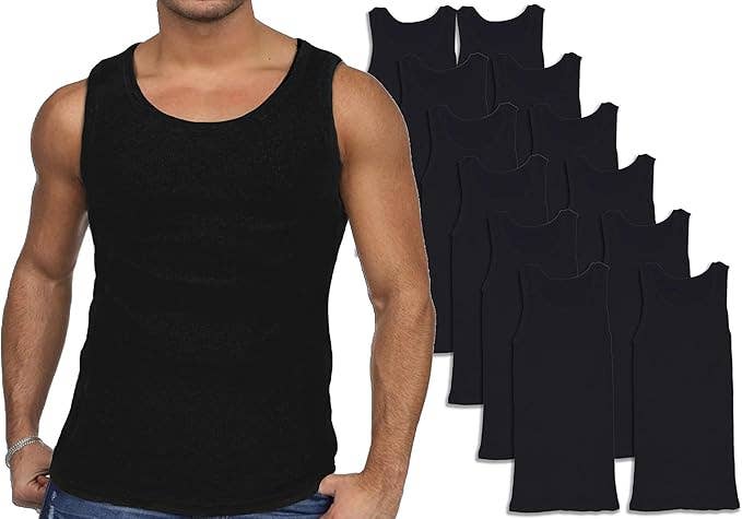 I-Wear Brands - Wholesale Tank Top - Men's - 12 Pack Men's 100% Cotton Ribbed Tank Top A-Shirt Undershirt5
