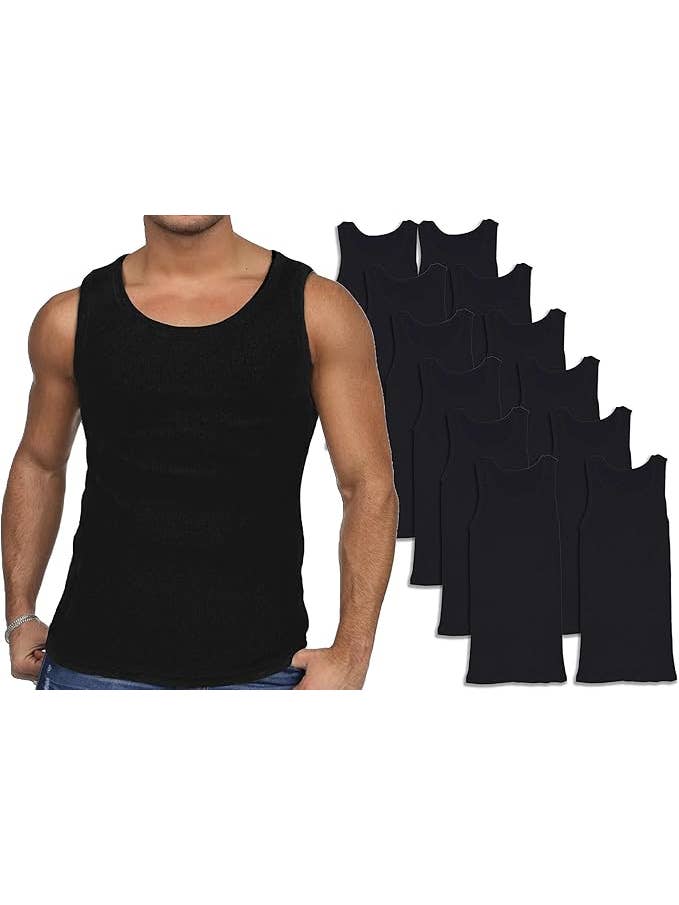 I-Wear Brands - Wholesale Tank Top - Men's - 12 Pack Men's 100% Cotton Ribbed Tank Top A-Shirt Undershirt5