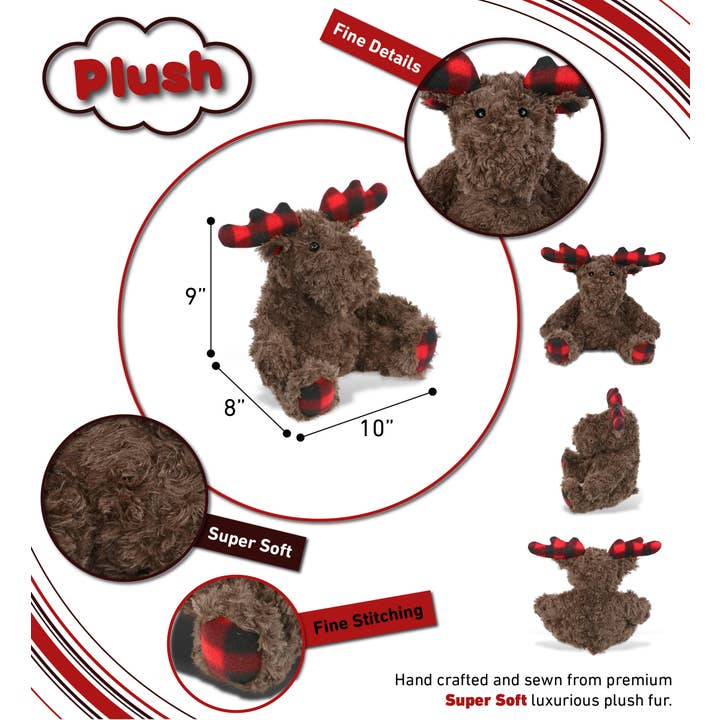 Cota Global - Wholesale Stuffed/Plush Toy - Kids & Baby - Super Soft Plush - Plaid Curly Moose2