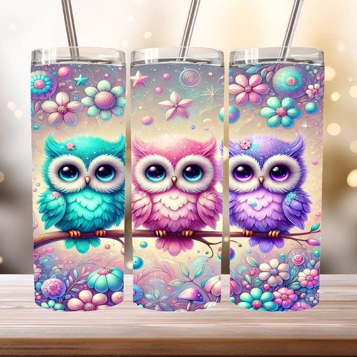Owl Tumbler, 20 oz. Stainless Steel for wholesale by Stencil Art Canada