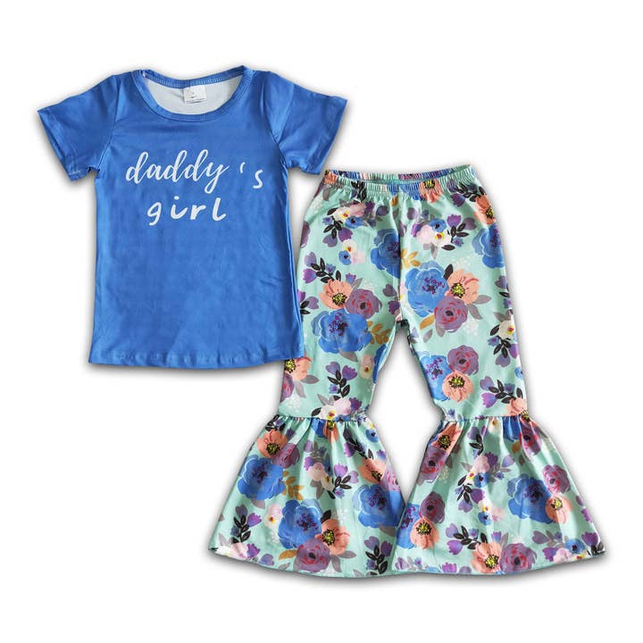 Yawoo Garments - Wholesale Top & Pant Set - Kids - Daddy's girl shirt floral pants kids boutique clothing