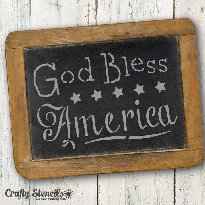 God Bless America Craft Stencil for wholesale by Oak Lane Studio