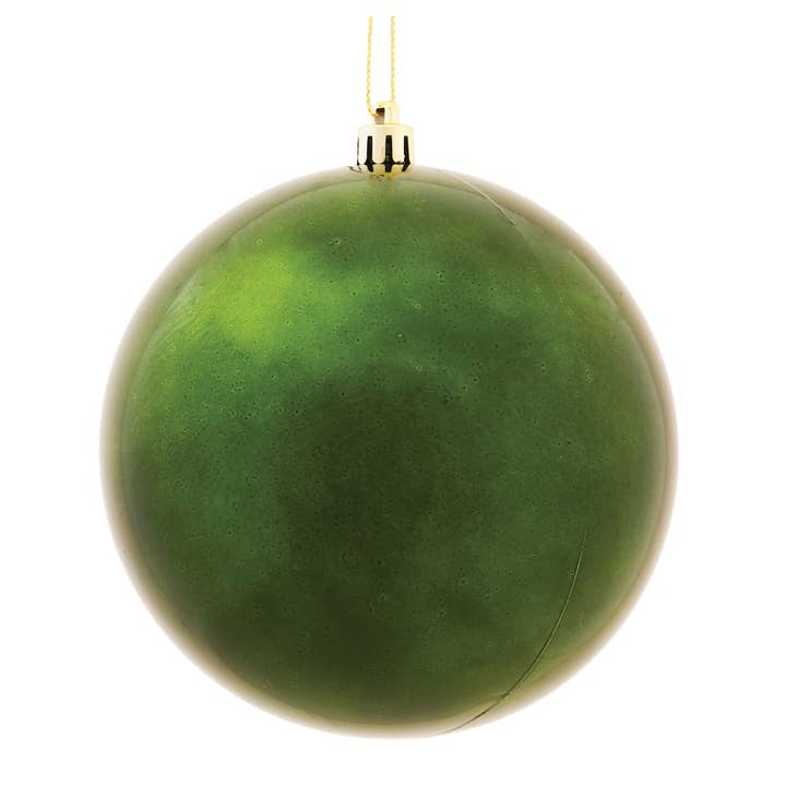 Vickerman 8" Moss Green Shiny Ball Ornament for wholesale by Vickerman