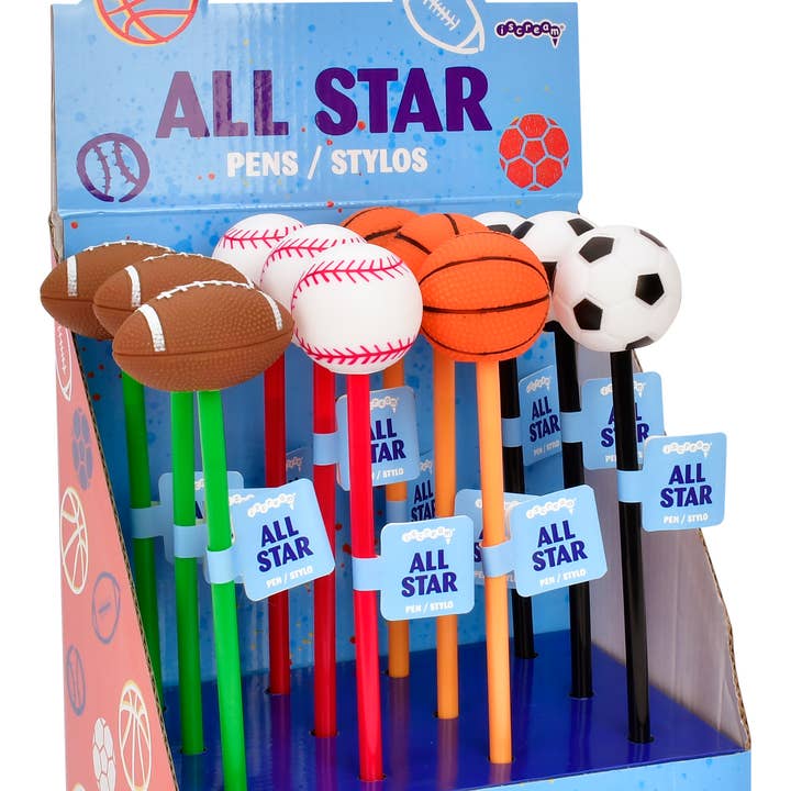 SPORTS PENS PDQ - 12 PC for wholesale by Iscream