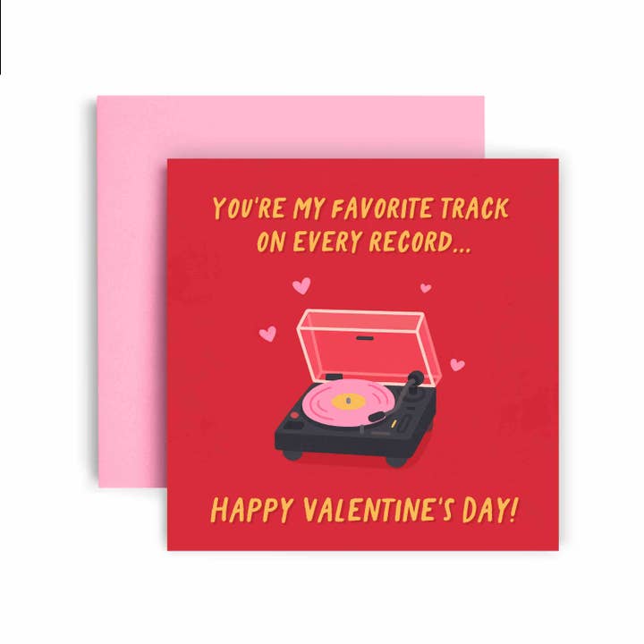 You're my Favourite Track Record Player Valentine’s Day Card for wholesale by Huxters