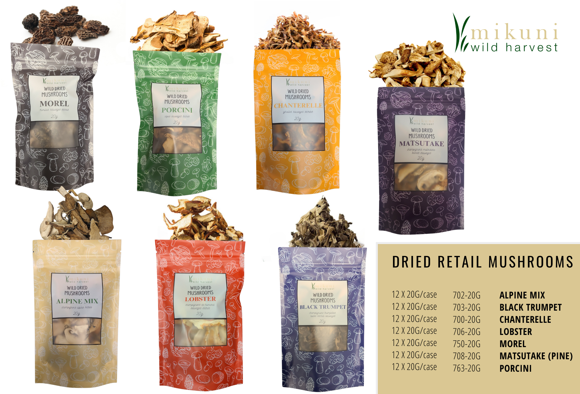 Mikuni Wild Harvest USA - Wholesale Dried/Dehydrated Vegetables - Dried Wild Matsutake Mushrooms / 20 g.4