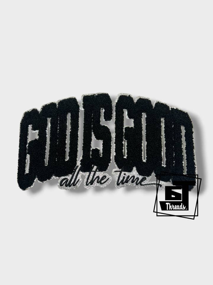 Zwarte Chenille God Is Goed....Alleen Patches voor wholesale door 6j Threads LLC