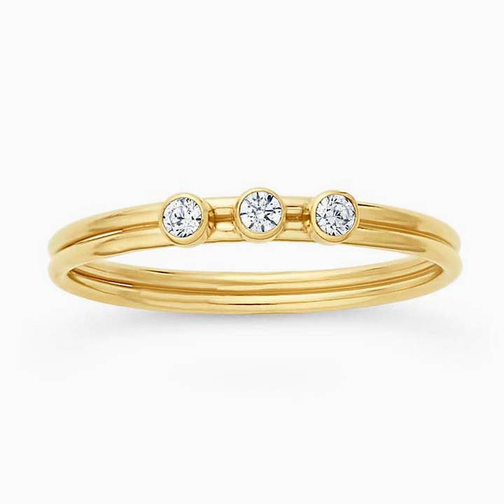 Triple Bling dubbeldraads ring - 14K gevuld met goud voor wholesale door Studdedheartz