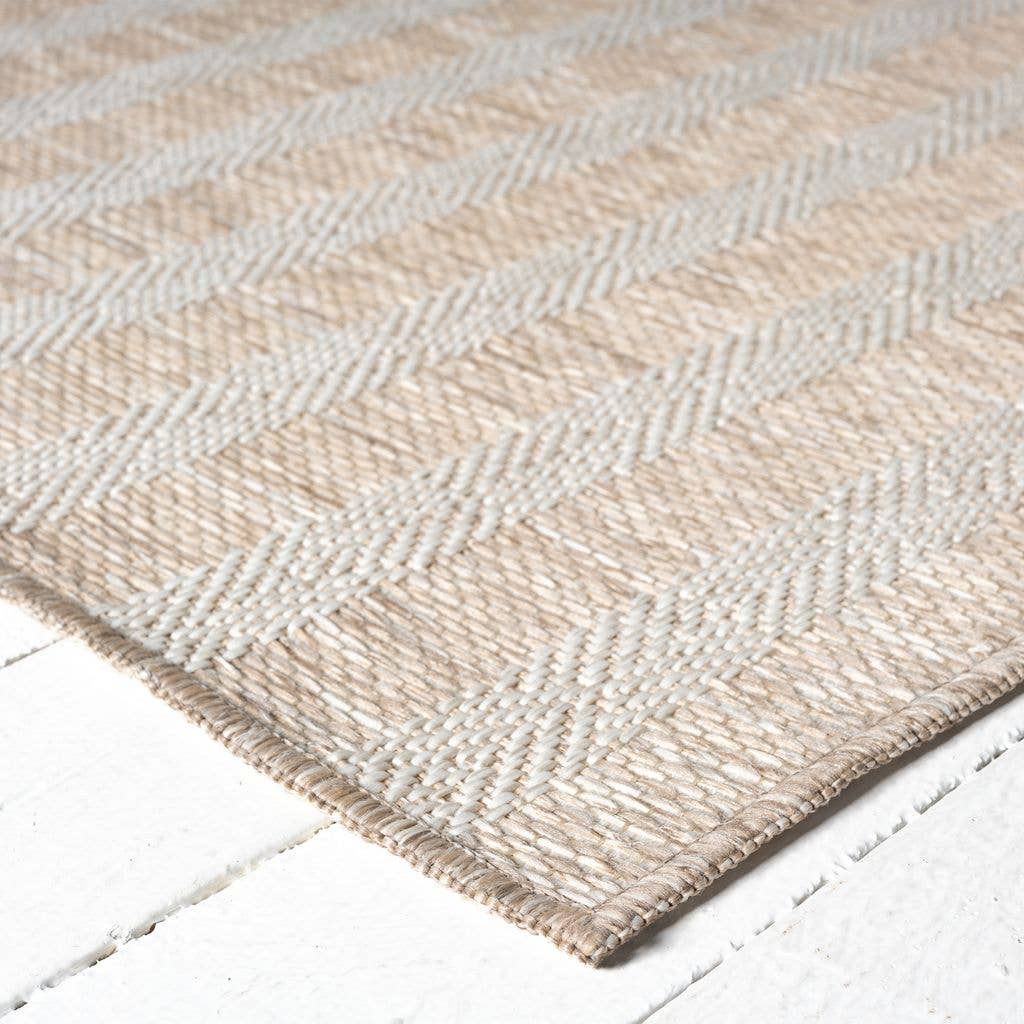 Abani Rugs – Großhandel Teppichvorleger – Ozean Gestreifter Beige Brauner Innen-/Außenbereich Teppich3