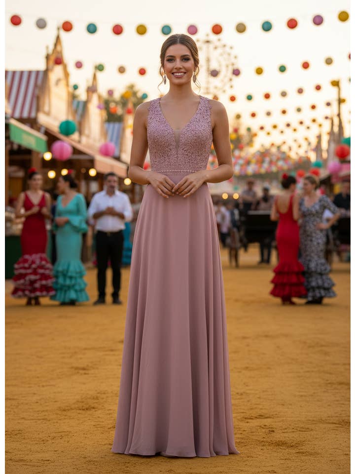 LONG NUDE PINK DRESS 9192 for wholesale on Faire