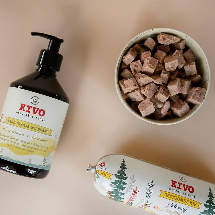 Kivo Petfood - Vendita all'ingrosso Integratori - Cani e gatti - Olio di sardina - Echinacea e curcuma - 500 ml