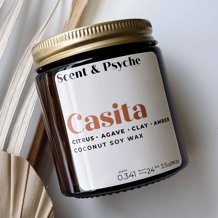 Scent & Psyche - Wholesale Jar/Filled Candle - Casita Wood Wick Coconut/Soy Scented Candle - 4oz 0