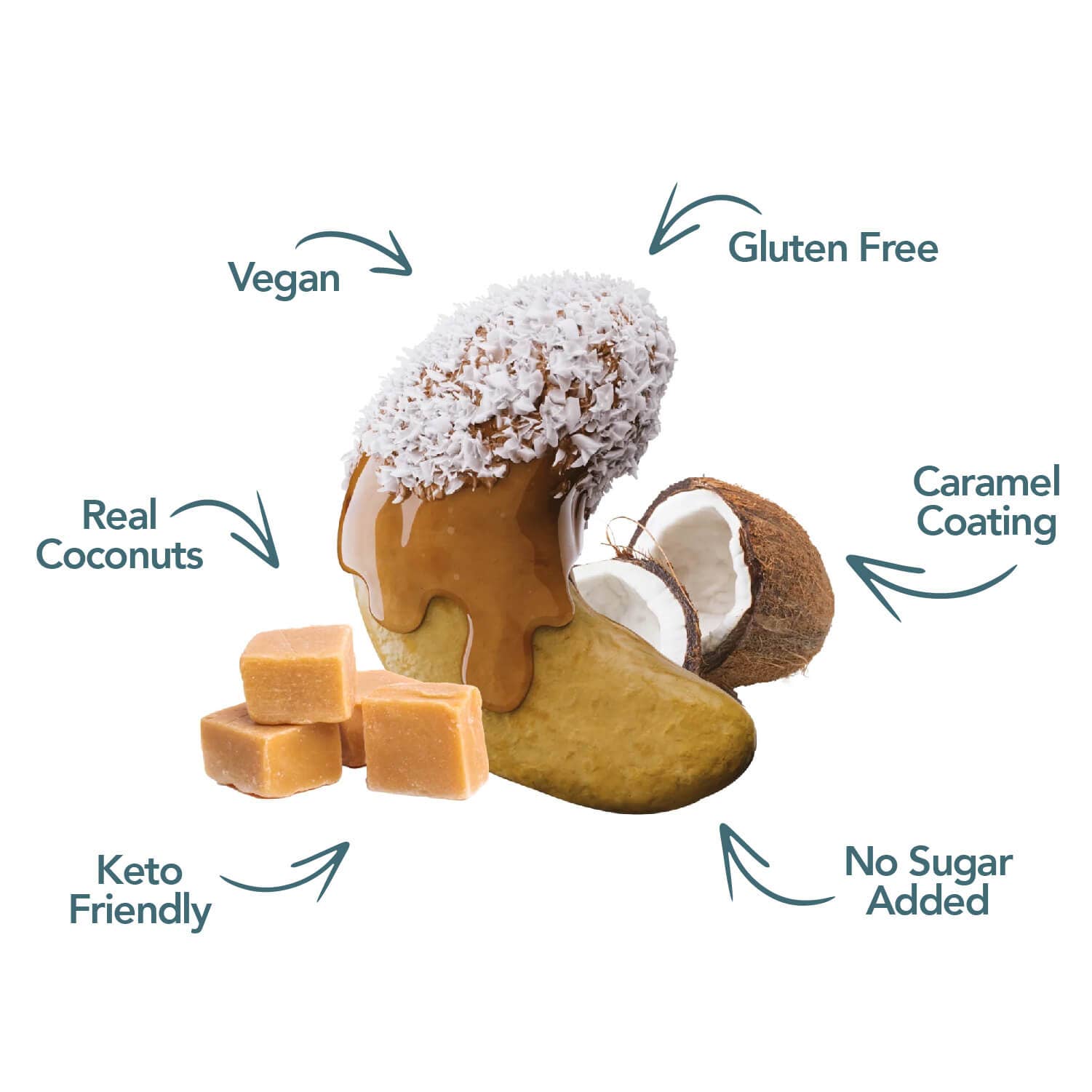 Earthside Farms - Vendita all'ingrosso Frutta secca - Anacardi al caramello di cocco - Snack vegani di frutta candita, confezione da 113 g2