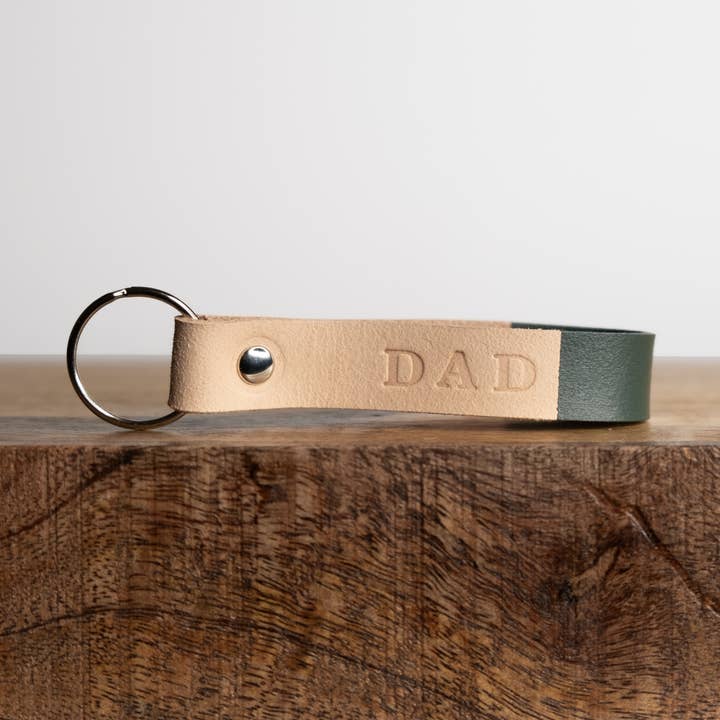 Pequeno chaveiro DAD estampado à mão, chaveiro de couro para pais por atacado de Maiook