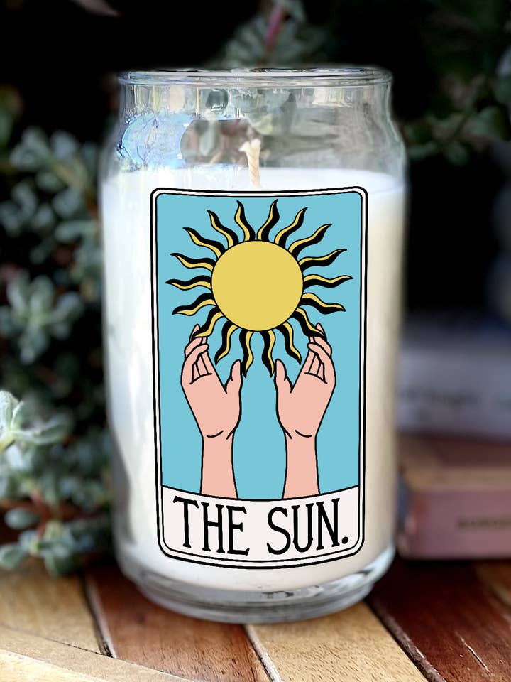 16oz The Sun Tarot Candle for wholesale by Restored Apothecary