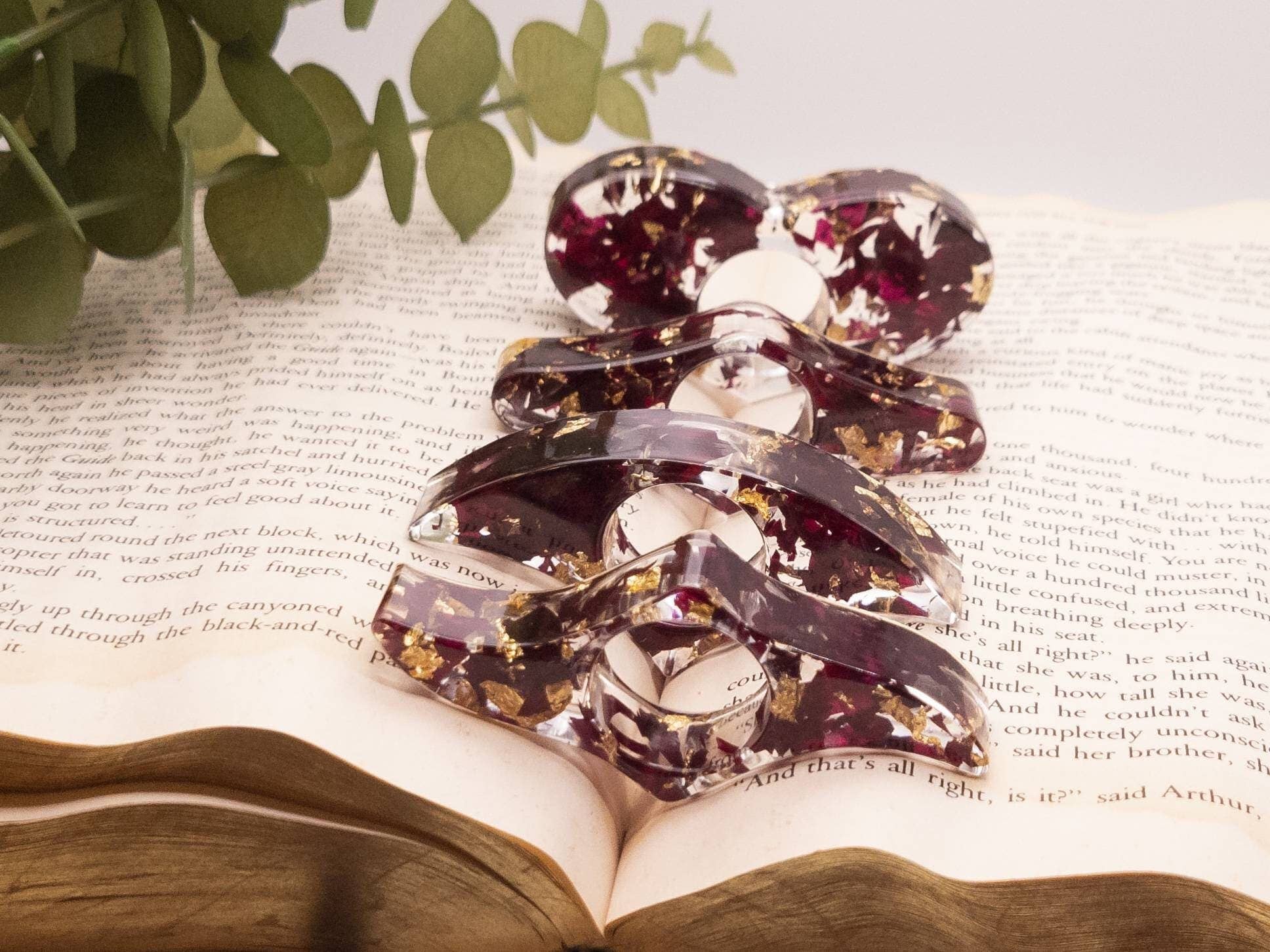 Botanically Bookish - Wholesale Book Holder - Rose & Gold Book Page Holder, Flower Thumb Page Spreader