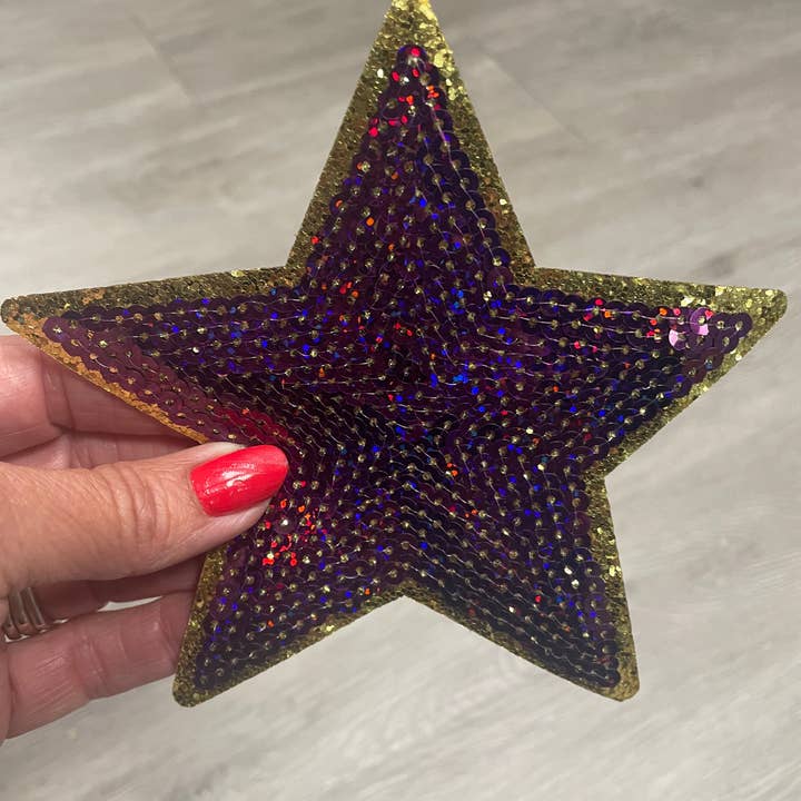 sequinandstiches - Wholesale Patch - Star Patch, Sequin Star Patch, Purple and Gold 5" Sequin Star Patch, Iron on Patch, DIY, Trucker Hat Patch, Preppy Patch Trendy Patch Patch, Sequin Star4