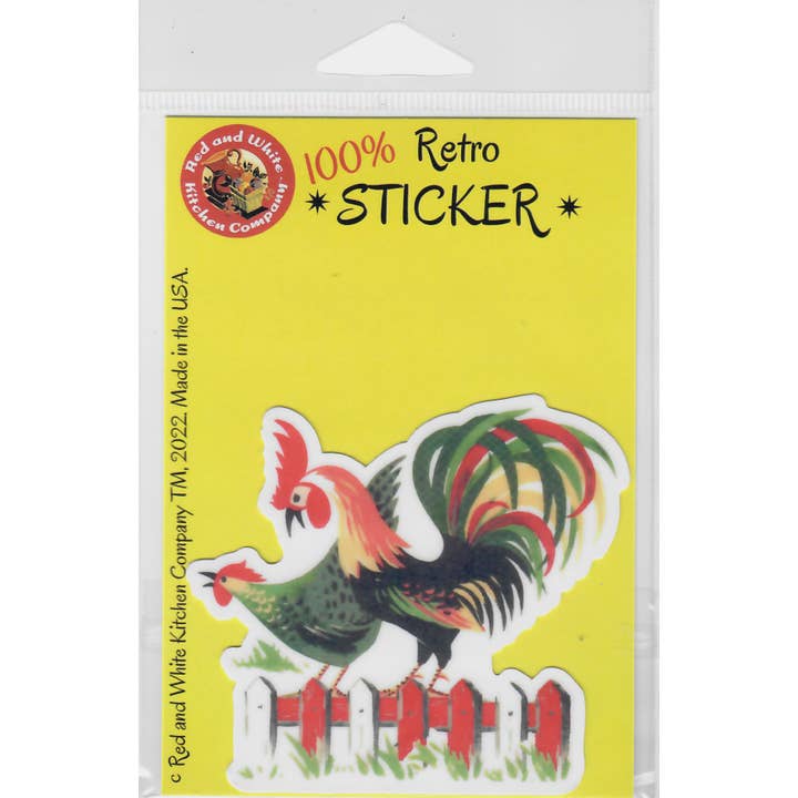 Red and White Kitchen Company - Vente Autocollant - Autocollant rétro coq Henpecked1