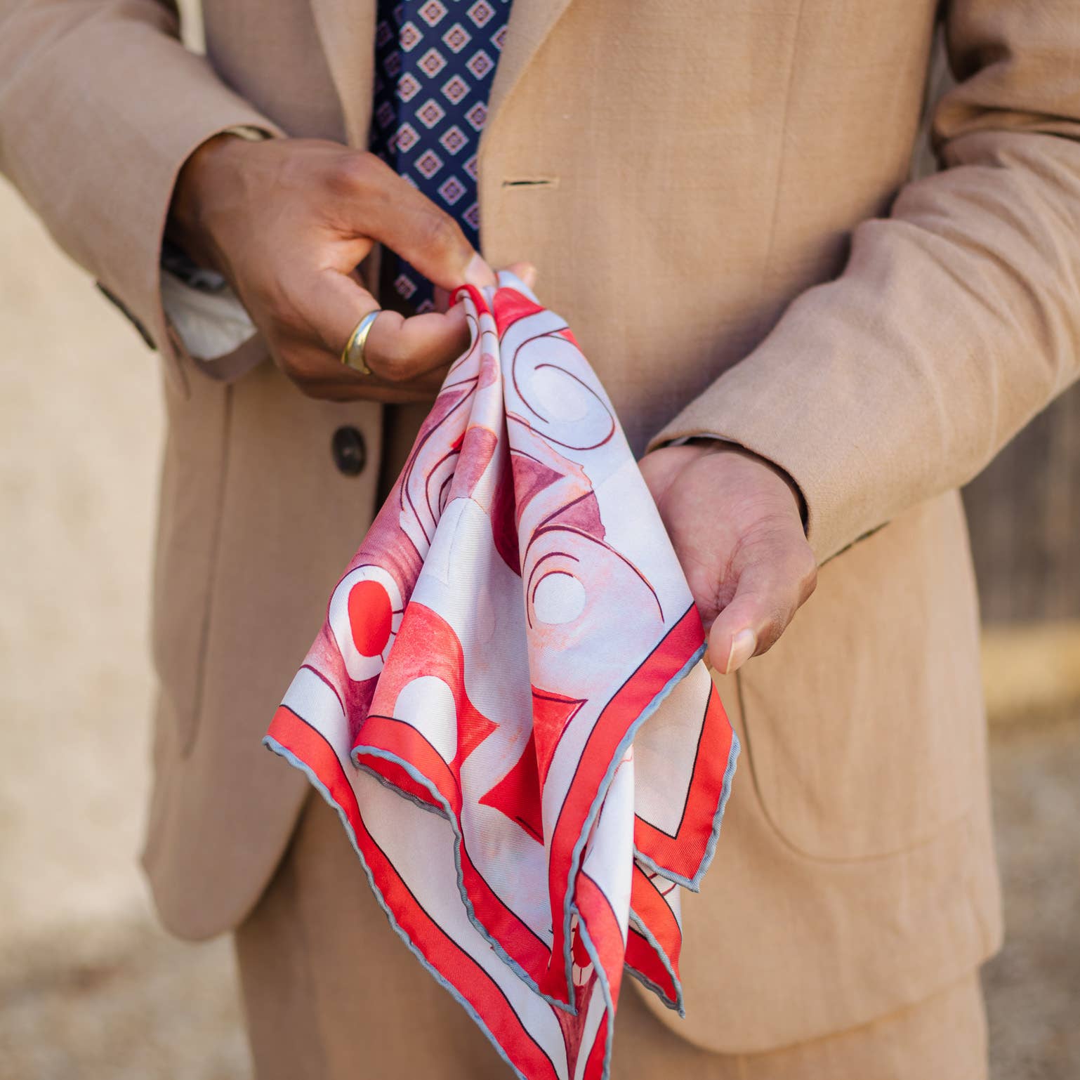 Elizabetta Made in Italy USA - Wholesale Pocket Square - Men's - Prato - Silk Pocket Square - Red6