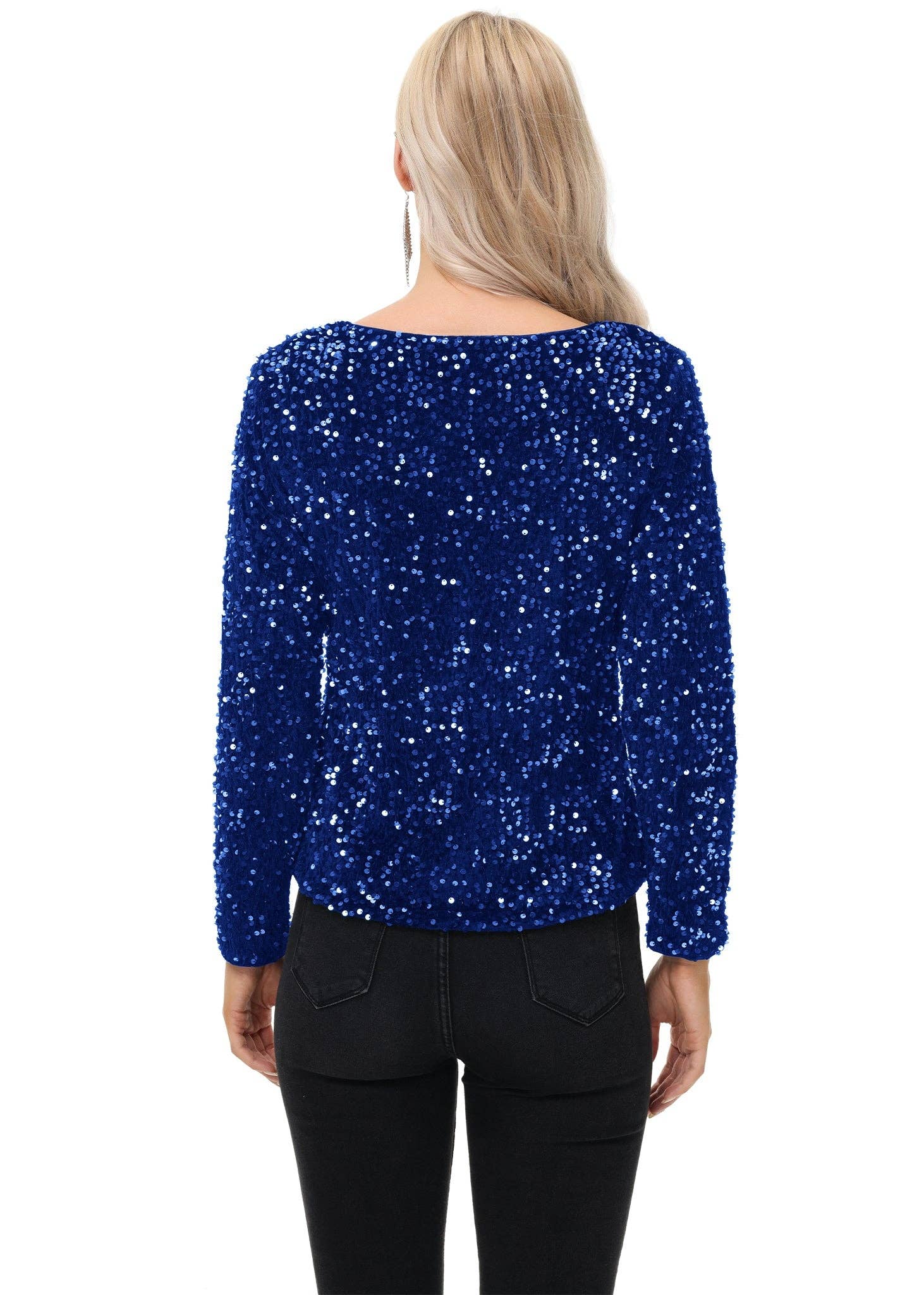 Anna Kaci Wholesale - Wholesale Blouse - Women's - Long Sleeve Sequin Tops Sparkly Glitter Evening Party46