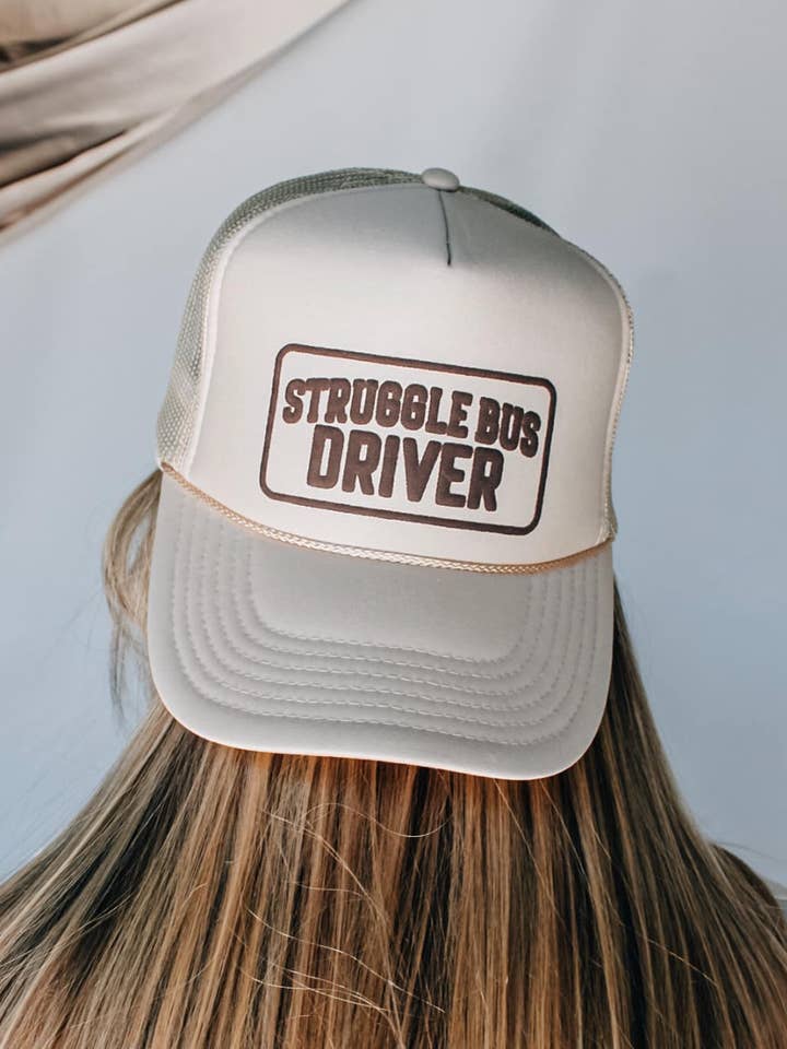 Struggle Bus Driver Cream Trucker Hat for wholesale by Southern Bliss Co.