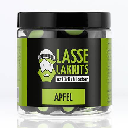 Can of licorice apple for wholesale by LASSE LAKRITS - natürlich lecker