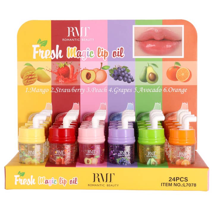 24pk Fresh Fruit Magic Lip Oil for wholesale by Diacly