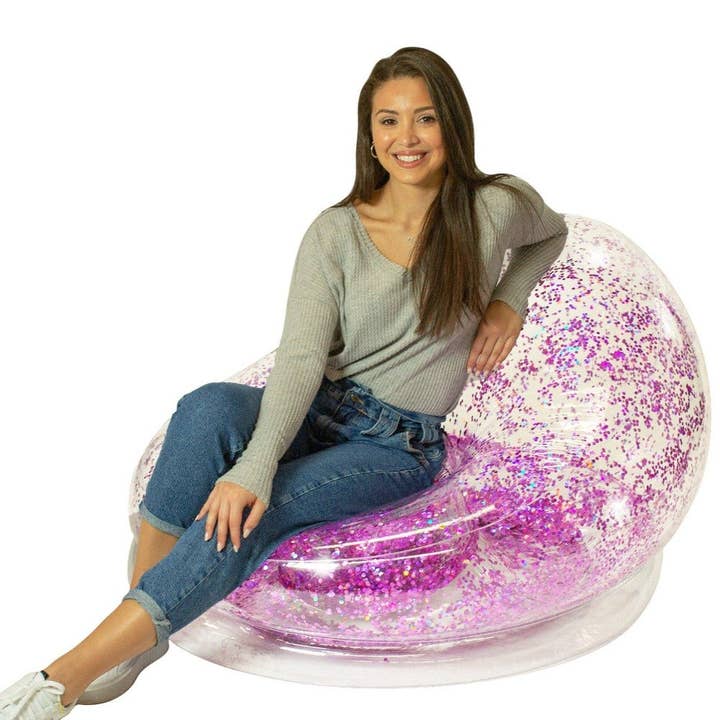 AirCandy Inflatable Pink Glitter Chair for wholesale by PoolCandy