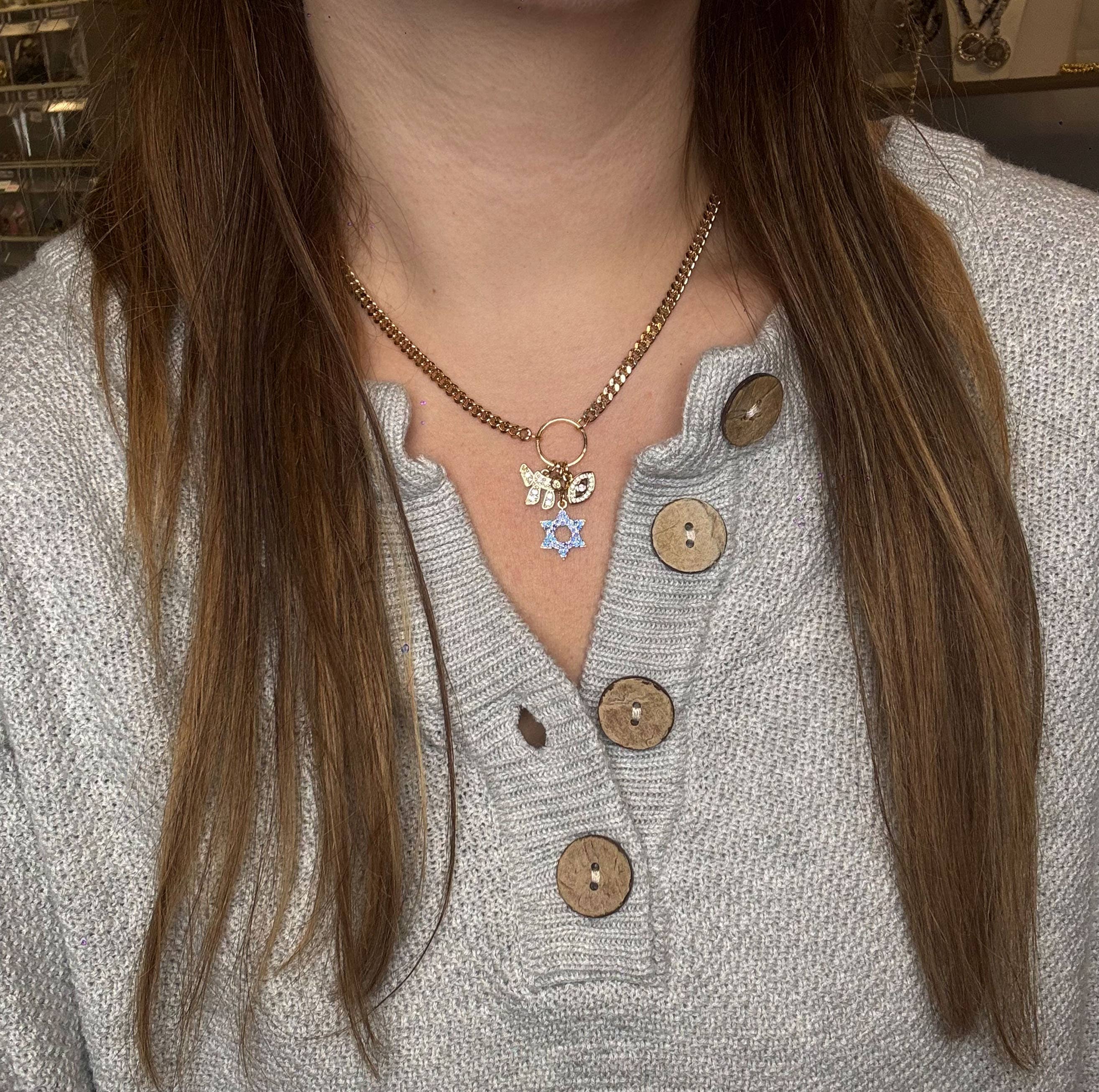 Love, Lisa - Vente Colliers à pendentif - Collier avec pendentifs hébreu Chai, étoile de David et œil protecteur9