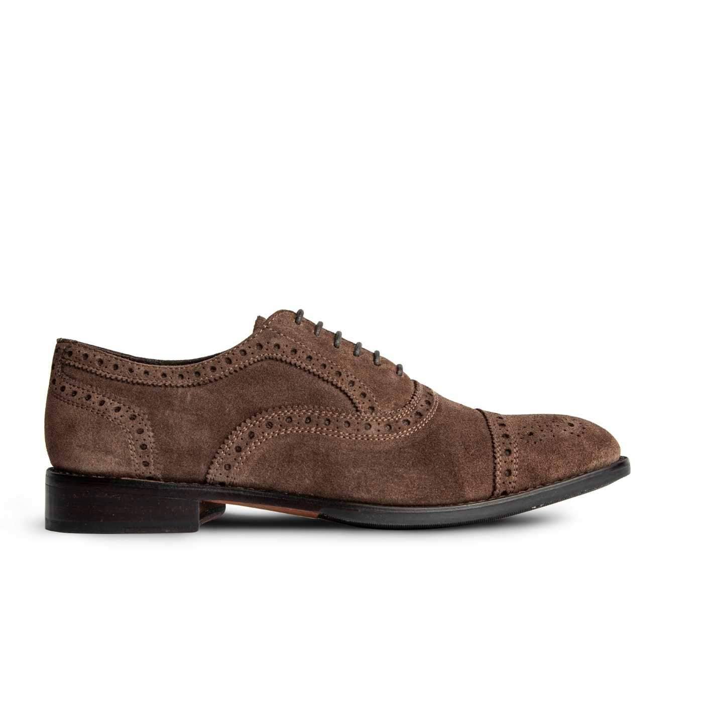 Honey Brown Ford Quarter Brogue Oxford Suede for wholesale on Faire