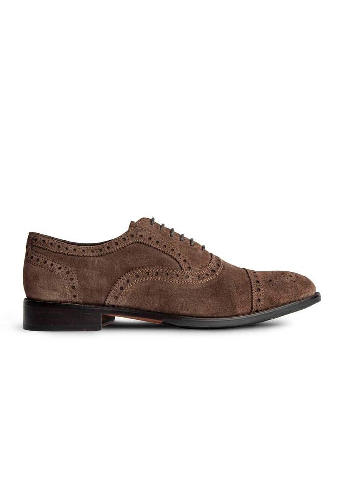 Honey Brown Ford Quarter Brogue Oxford Suede for wholesale on Faire