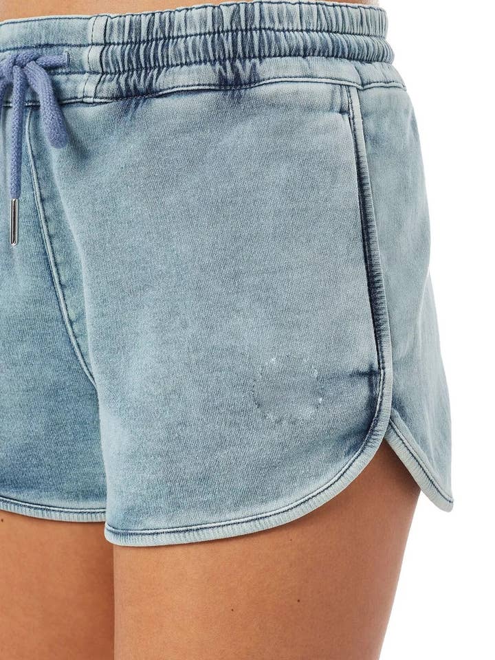 Washed Knitted Denim Drawstring shorts for wholesale by aa24