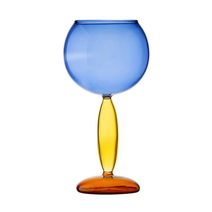 "Sweet" Blue Yellow Burgundy Wine Glass 420ml for wholesale by TUTU Home