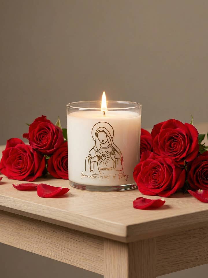 Immaculate Heart of Mary Candle for wholesale by Pax Rosa
