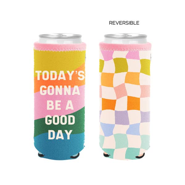Talking Out of Turn - Wholesale Drink Huggers & Koozies - Good Day Reversible Slim Can Holders