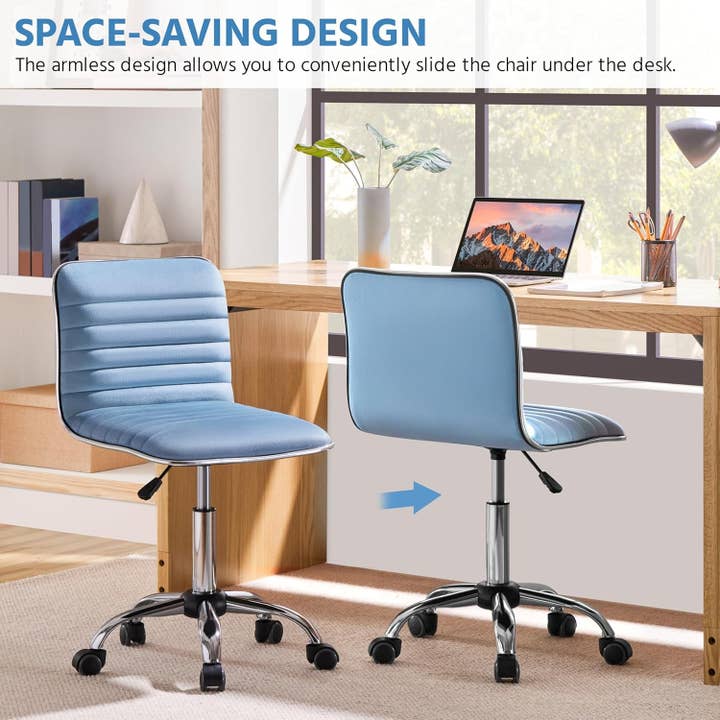 Elegant Blue Velvet Adjustable Swivel Vanity Chair for wholesale on Faire