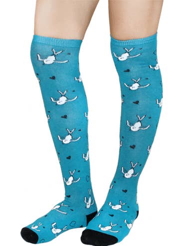 Square Deal Recordings & Supplies - Wholesale Socks - Unisex - Socks - Sourpuss - Turquoise With Birds & Hearts