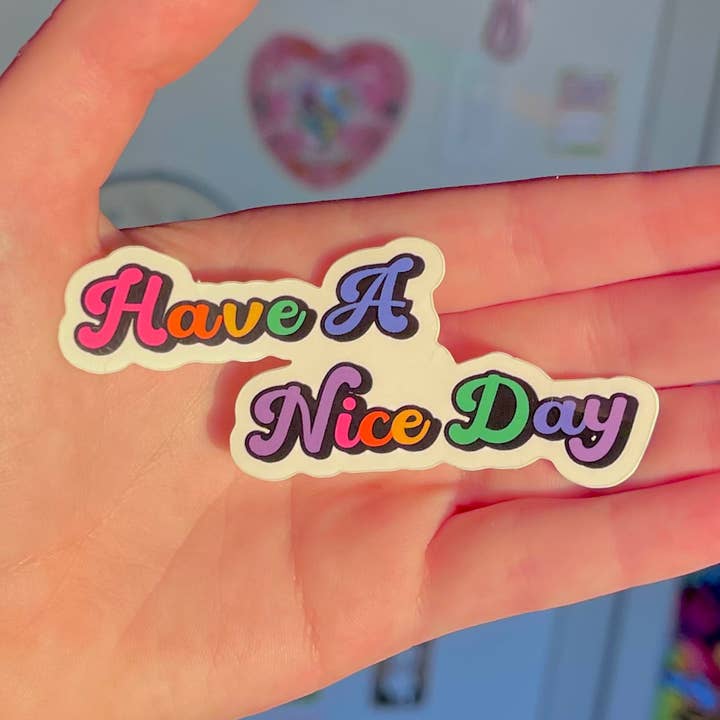 blank „have en dejlig dag“ mærkat for engroshandel hos Star Fluff Creations