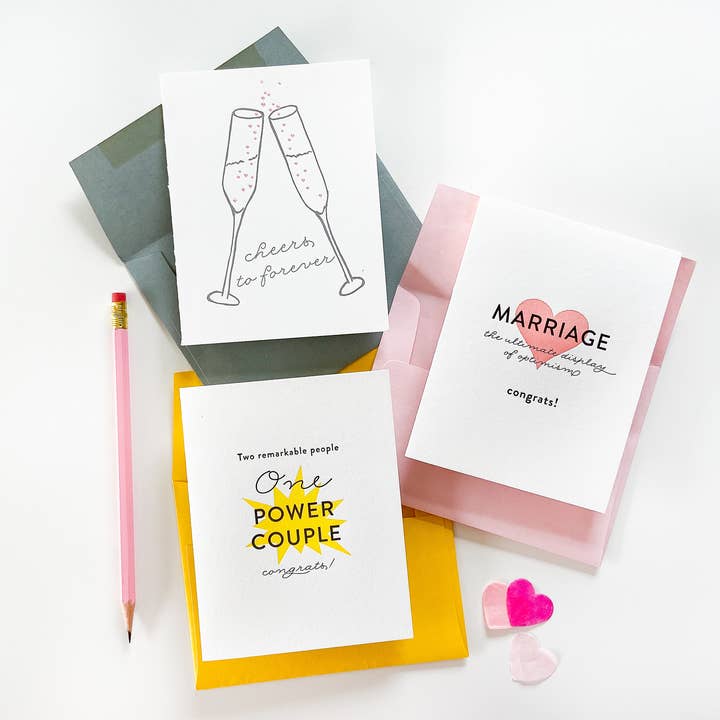 Steel Petal Press - Wholesale Wedding Card - Power Couple - Letterpress Wedding Marriage Congrats Card4