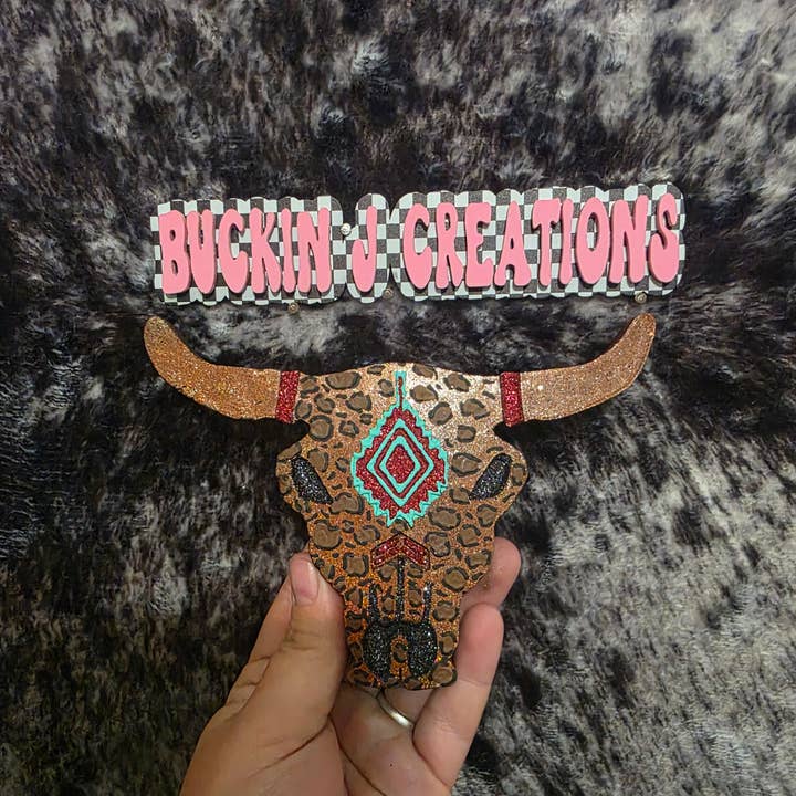 Aztec Cow Skull Car Air Freshener for wholesale by Buckin J Creations