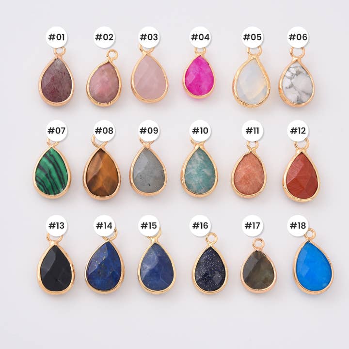 Teardrop Gemstone Charm Pendant Gold Filled, CP2333 for wholesale by findings4uGem