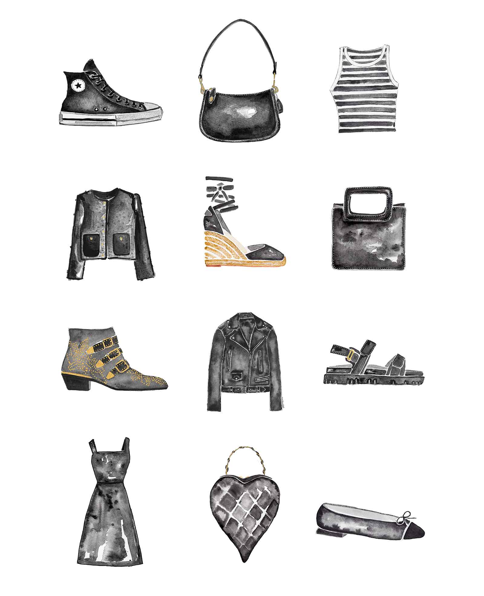 My Ohh My Studio - Wholesale Art Print - Monochrome Fashion Items Art Print1