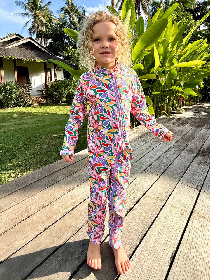 SIDNEY FULL COVERAGE KIDS SWIM SUIT - TROPICANA for wholesale by CEACEA SWIMWEAR, ACTIVEWEAR, KIDS SWIM