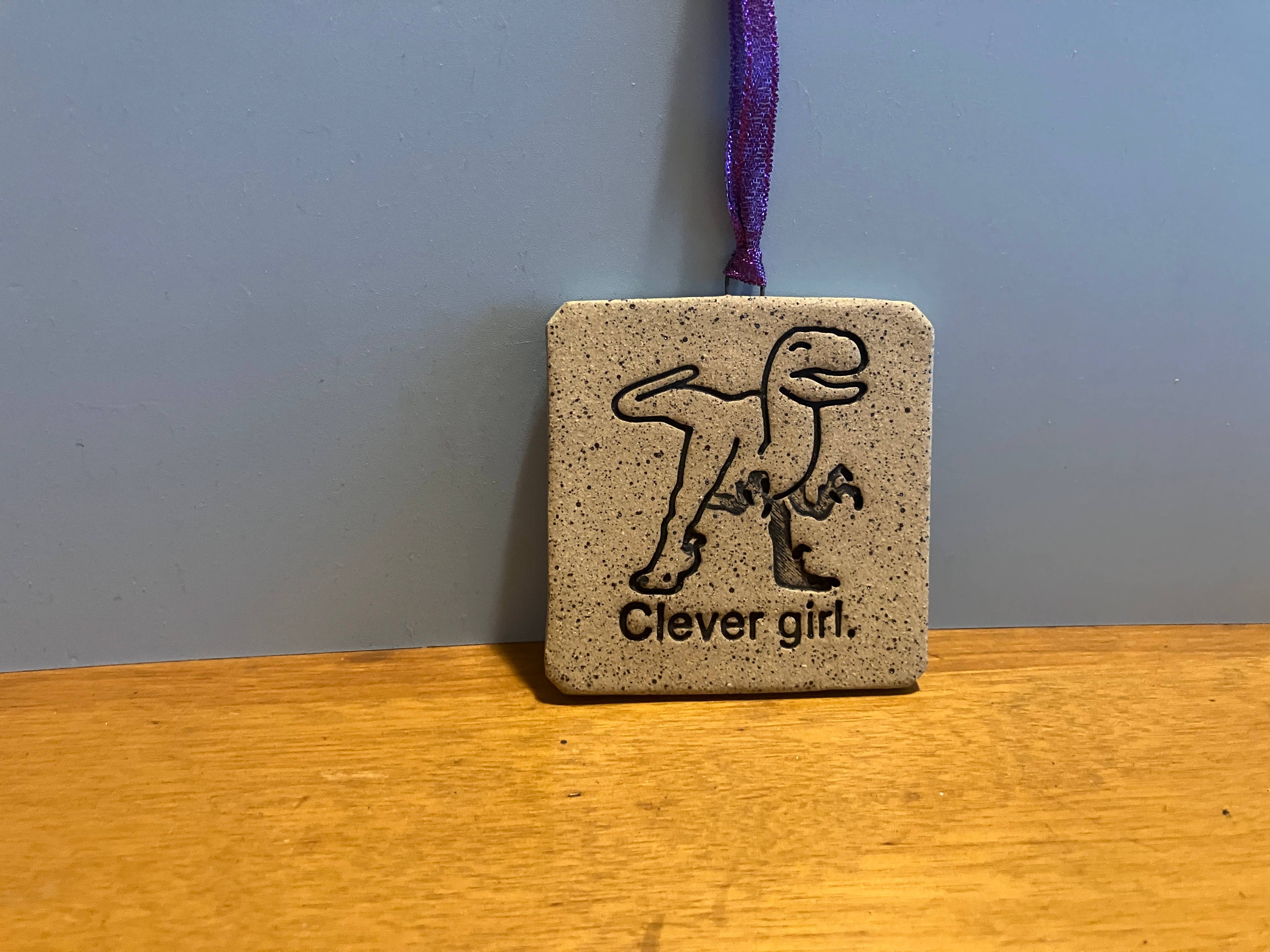 Combustion Ceramics - Wholesale Ornament - Clever Girl Ceramic Dinosaur Ornament0