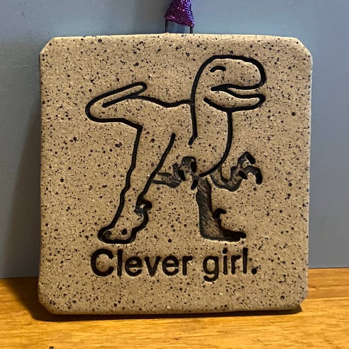 Combustion Ceramics - Wholesale Ornament - Clever Girl Ceramic Dinosaur Ornament0