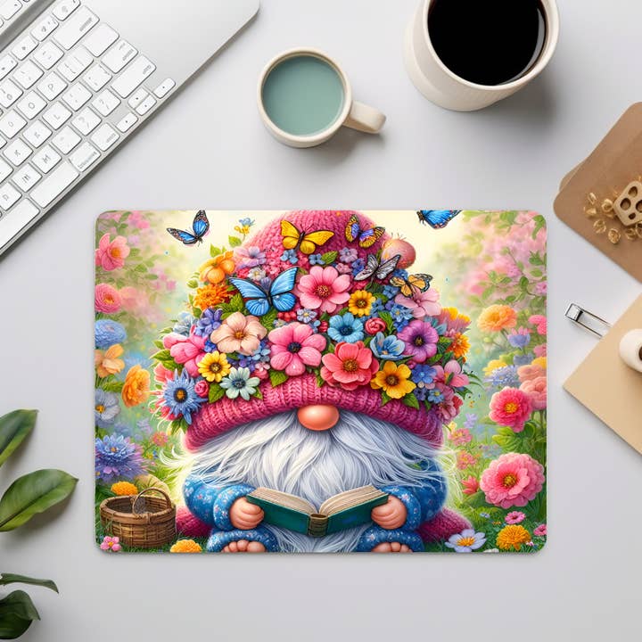 Little Gnome Reading a Book Mouse Pad, Office Accessories for wholesale by Honey Jar Creations